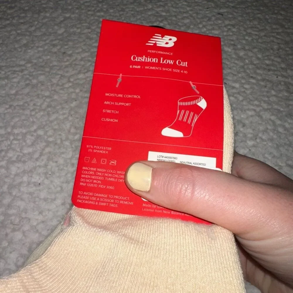 New Balance Low Cut Cushion Socks Neutral Tan Pack of 6 NWT